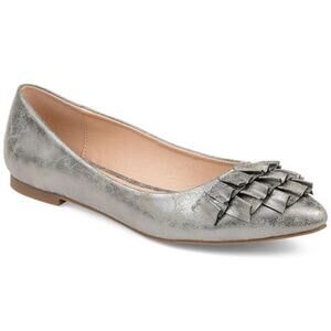 Journee Collection Women's Judy Ruffled Ballet Flats - Pewter